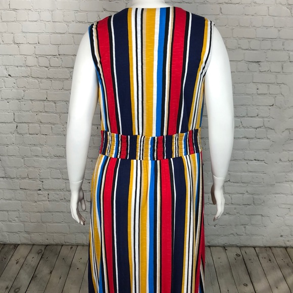 0X 2X 3X INC Colorful Striped Surplice Maxi Dress - Picture 4 of 6